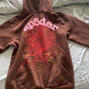 Sp5der web hoodie brown